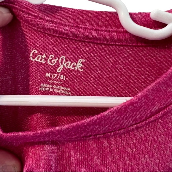 Cat & Jack Girls Pink Knit Top Medium 7/8 Dream Chaser Rainbow Bubble Hem Comfy - Picture 7 of 7
